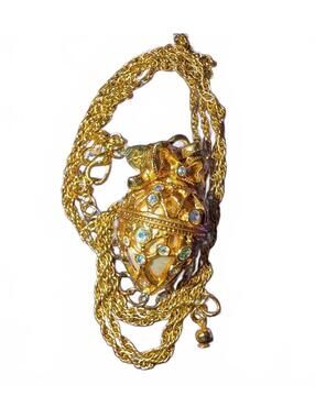Joan Rovers Vintage Gold Tone Locket Necklace missing several stones